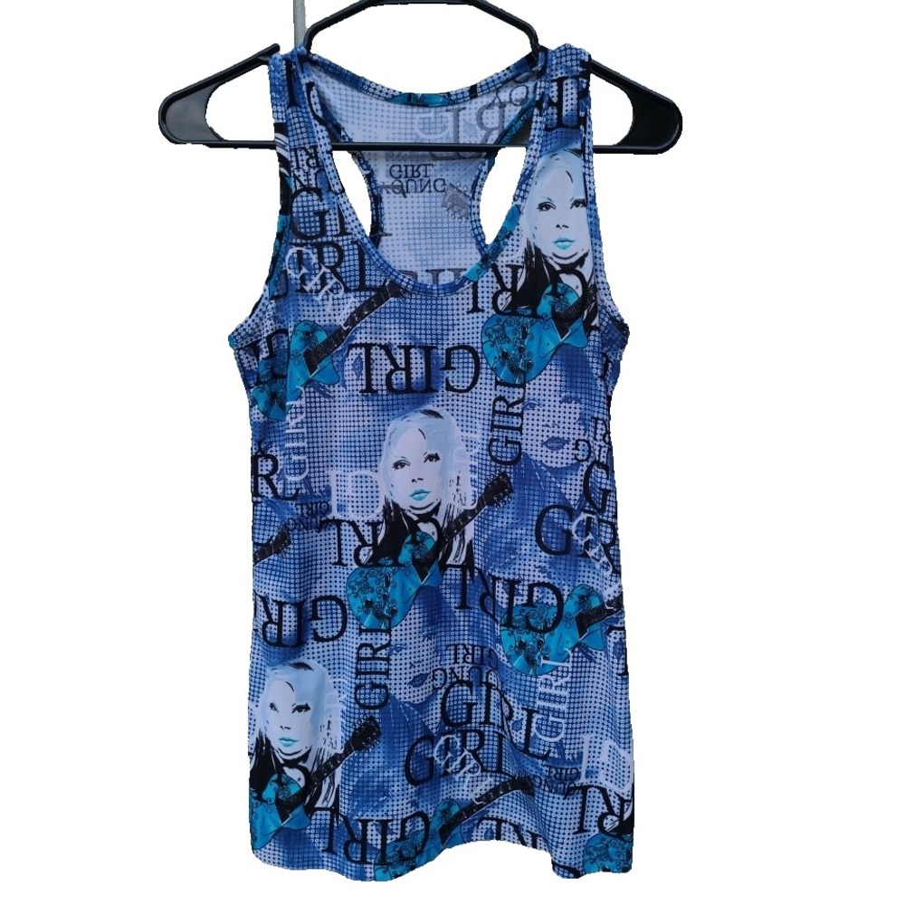 Vintage Y2K Racerback Tank Top Women's S Faces Girls Graphic Sleeveless Tee